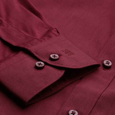 Men Maroon Solid Slim Fit Pure Cotton Formal Shirt