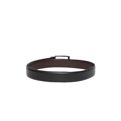 Men Black Solid Leather Belt