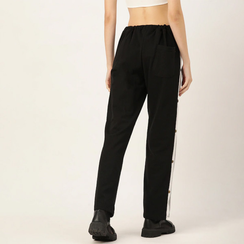 Women Black Side Striped Track Pants