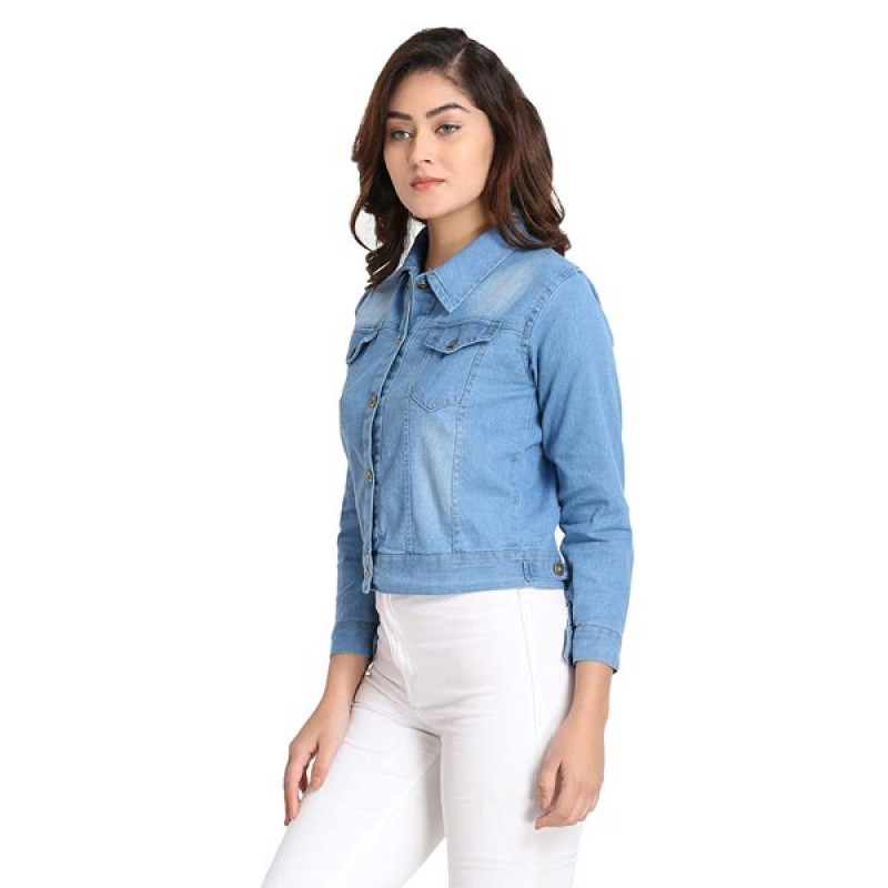 DIMPY GARMENTS Solid Regular Denim Jacket For Women